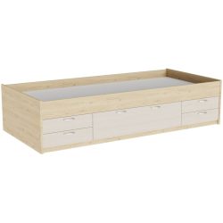 Bett Window Braun Holz 96 x 207 cm - Farbe: eiche - Material: Holzwerkstoff - Möbel Konfigurator: Traummöbel individuell zusammenstellen - Bett