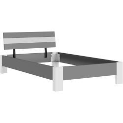 Bett Window Grau Holz 126 x 213 cm - Farbe: anthrazit - Material: Holzwerkstoff - Möbel Konfigurator: Traummöbel individuell zusammenstellen - Bett
