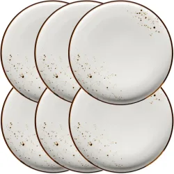 MÄSER Speiseteller-Set 6-tlg. Pintar Braun/Weiss Porzellan 27 cm - Farbe: weiss/braun - Speiseteller-Set 6-tlg.