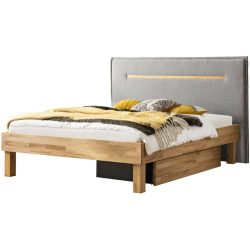 Hasena Bett Sassari Braun Holz 140 x 200 cm - Farbe: Kernbuche/lightgrey - Material: Kernbuche massiv - Bett