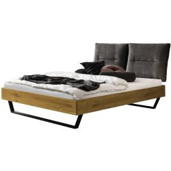 Hasena Bett Sassari Braun Holz 180 x 200 cm - Farbe: Wildeiche Natur/Anthracit - Material: Eiche Massivholz/Stahl pulverbeschichtet/Polyester - Bett