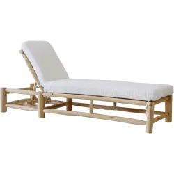 Gartenliege Garda Weiss Holz 80 cm 200 cm 44 cm - Farbe: natur/weiss - Material: Teak - Gartenliege - Wetterfeste Gartenmöbel & Accessoires