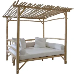 LIVIQUE, Liegesofa - Farbe: natur/weiss - Material: Teak - 49