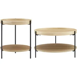 Salontisch Habit Schwarz/Braun Holz/Metall 69 cm - Farbe: natur/schwarz - Material: Holzwerkstoff - Salontisch