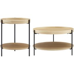 Salontisch Habit Schwarz/Braun Holz/Metall 69 cm - Farbe: natur/schwarz - Material: Holzwerkstoff - Salontisch