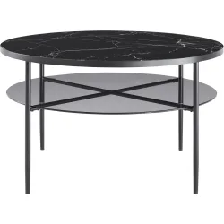 Salontisch Habit Schwarz Glas/Metall 81 cm - Material: Metall/Glas - Salontisch