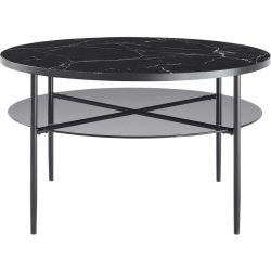 Salontisch Habit Schwarz Glas/Metall 81 cm - Material: Metall/Glas - Salontisch