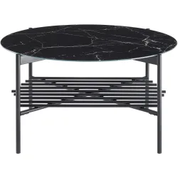 Salontisch Habit Schwarz Glas/Metall 84 cm - Material: Metall/Glas - Salontisch