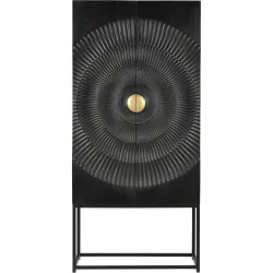 Schrank Smooth Gold/Schwarz Holz 75 cm 160 cm 39 cm - Farbe: schwarz-gold - Material: Mangoholz massiv - Schrank