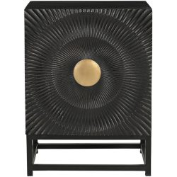 Nachttisch Smooth Schwarz/Gold Holz 45 cm - Material: Mangoholz - Nachttisch