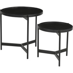 Beistelltisch 2er-Set Smooth Schwarz Holz 45 cm - Material: Mangoholz massiv - Beistelltisch 2er-Set