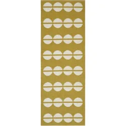 HORREDSMATTAN Outdoor-Teppich Bastian Gelb Polyester/Kunststoff 150 cm 200 cm - Farbe: senfgelb - Material: Phthalatfreies PVC 90%, Polyester 10% -