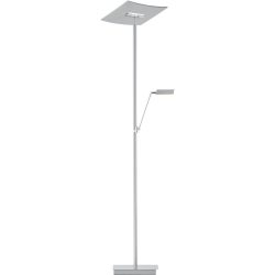 Leselampe Maluna Grau Aluminium/Eisen 39 cm 180 cm - Farbe: Nickel matt - LED - Lichtfarbe: Extra warmweiss - Leselampe- LED Energiesparlampe