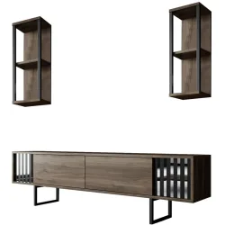 TV-Möbel Yasam Braun Holzwerkstoff 18 cm 180 cm 30 cm - Farbe: Walnuss - Material: Melaminbeschichtete Spanplatte - TV-Möbel