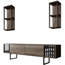TV-Möbel Yasam Braun Holzwerkstoff 18 cm 180 cm 30 cm - Farbe: Walnuss - Material: Melaminbeschichtete Spanplatte - TV-Möbel