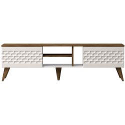 TV-Möbel Yasam Weiss/Braun Holzwerkstoff 53 cm 180 cm 35 cm - Farbe: weiss/natur - Material: Melaminbeschichtete Spanplatte - TV-Möbel