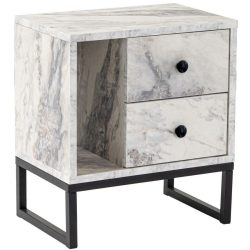 Nachttisch Uyumak Weiss/Grau Holzwerkstoff 40 cm - Farbe: marmor - Material: Melaminbeschichtete Spanplatte - Nachttisch