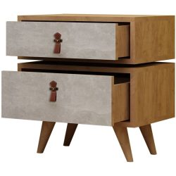 Nachttisch Uyumak Braun Holzwerkstoff 56 cm - Farbe: eiche - Material: Melaminbeschichtete Spanplatte - Nachttisch