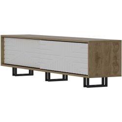 TV-Möbel Yasam Braun/Weiss Holzwerkstoff 47.4 cm 180 cm 35 cm - Farbe: eiche/weiss - Material: Melaminbeschichtete Spanplatte - TV-Möbel