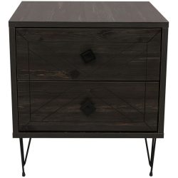 Nachttisch Uyumak Braun Holzwerkstoff 44 cm - Farbe: Dunkelbraun - Material: Melaminbeschichtete Spanplatte - Nachttisch