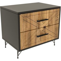 Nachttisch Uyumak Grau/Braun Holzwerkstoff 44 cm - Farbe: anthrazit/natur - Material: Melaminbeschichtete Spanplatte - Nachttisch