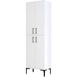 Schrank Yemek Weiss Holzwerkstoff/Kunstharz 60 cm 200 cm - Material: Melaminbeschichtete Spanplatte - Schrank