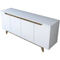 Konsole Yemek Weiss Holzwerkstoff 184 cm - Material: 100% melaminharzbeschichtete Spanplatte - Konsole