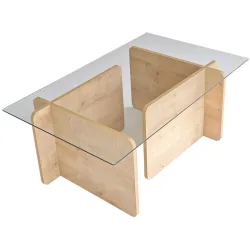 Salontisch Yasam Blau/Braun/Transparent Holzwerkstoff 105 cm - Farbe: saphir - Material: Melaminbeschichtete Spanplatte - Salontisch