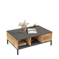Salontisch Yasam Braun Holzwerkstoff 33.1 cm - Farbe: Kiefer - Material: Melaminbeschichteten Spanplatten - Salontisch