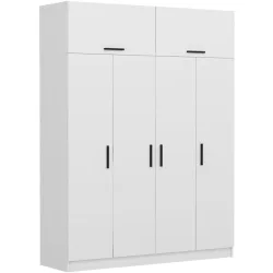 Kleiderschrank Uyumak Weiss Holzwerkstoff 196 cm 60 cm 60 cm - Material: Melamin - Kleiderschrank