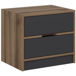 Nachttisch Uyumak Braun Holzwerkstoff 49 cm - Farbe: Walnuss - Material: Melaminbeschichtete Spanplatte - Nachttisch