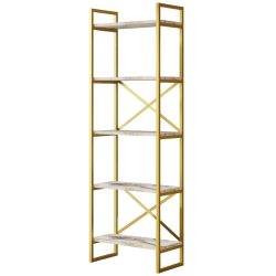 Bücherregal Yemek Weiss Holzwerkstoff/Kunststoff 58 cm 175 cm - Farbe: marmor - Material: Melaninbeschichtete Mischholz (Spanplatte) - Bücherregal