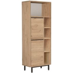 Badezimmerschrank Yemek Braun Holz 60 cm 35.5 cm 161.6 cm - Farbe: Walnuss - Material: Melamin - Badezimmerschrank