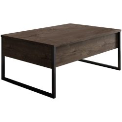 Salontisch Yasam Braun/Schwarz Holzwerkstoff 90 cm - Farbe: Walnuss, schwarz - Material: Melamin - Salontisch
