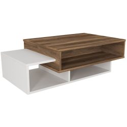Salontisch Yasam Weiss/Braun Holzwerkstoff 32 cm - Farbe: weiss/natur - Material: Melaminbeschichtete Spanplatte - Salontisch