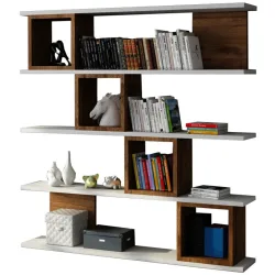 Bücherregal Yemek Weiss Holzwerkstoff/Kunststoff 119.9 cm 120 cm - Material: Melaninbeschichtete Mischholz (Spanplatte) - Bücherregal
