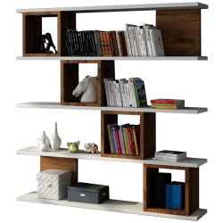 Bücherregal Yemek Weiss Holzwerkstoff/Kunststoff 119.9 cm 120 cm - Material: Melaninbeschichtete Mischholz (Spanplatte) - Bücherregal