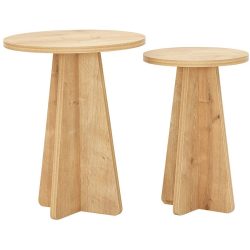 Beistelltisch 2er-Set Yasam Braun Kunststoff 50 cm Ausziehbar - Farbe: eiche - Material: Melamin - Beistelltisch 2er-Set