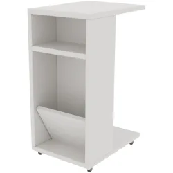 Beistelltisch Yasam Weiss Kunststoff 63 cm Rollbar - Material: Melamin - Beistelltisch