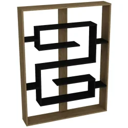 Bücherregal Yemek Schwarz Holzwerkstoff/Kunststoff 156 cm 120 cm - Material: Melaninbeschichtete Mischholz (Spanplatte) - Bücherregal