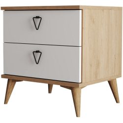 Nachttisch Uyumak Braun/Weiss Holzwerkstoff 55.1 cm - Farbe: eiche/weiss - Material: Melaminbeschichtete Spanplatte - Nachttisch