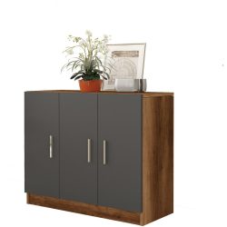 Schrank Yemek Braun/Grau Holzwerkstoff<multisep/>Kunstharz 89.1 cm 73.8 cm - Farbe: Walnuss und Anthrazit - Material: Melaminbeschichtete Spanplatte -