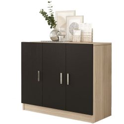 Schrank Yemek Braun/Schwarz Holzwerkstoff<multisep/>Kunstharz 89.1 cm 73.8 cm - Farbe: Eiche und Schwarz - Material: Melaminbeschichtete Spanplatte -