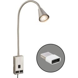 Wandlampe Justra Grau Metall 6 cm 42.5 cm - Farbe: Nickel matt - Wandlampe