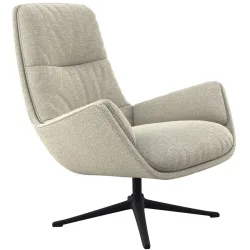 Sessel Halani Beige/Grau Stoff/Polyester 93 cm 84 cm Drehbar - Farbe: Natural - Sessel