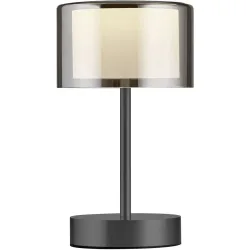 Designer-Tischlampe Bankamp Grand Smoke Akku schwarz dimmbar D 15 cm H 25 cm - LED - Lichtfarbe: Extra warmweiss - Material: Aluminium/Stahl -