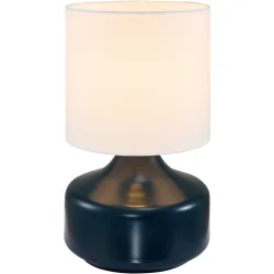 Tischlampe Nil Metall/Stoff blau glänzend Ø 20cm E27 - Tischlampe