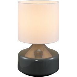 Tischlampe Nil Metall/Stoff grau glänzend Ø 20cm E27 - Tischlampe