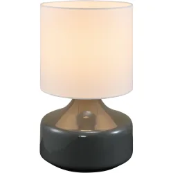 Tischlampe Nil Metall/Stoff grau glänzend Ø 20cm E27 - Tischlampe