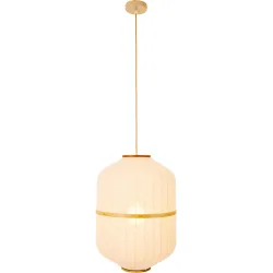 Pendellampe Seoul Holz/Leinen weiss Ø 40cm E27